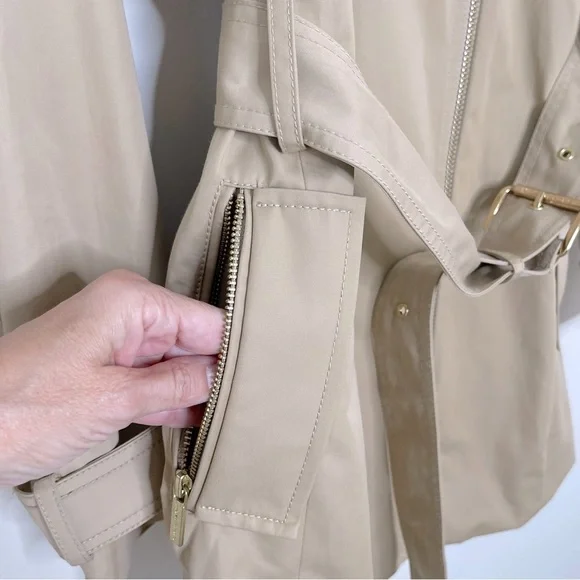 MICHAEL Michael Kors Belted Front-Zip Trench Coat preppy office travel workwear - Picture 9 of 16